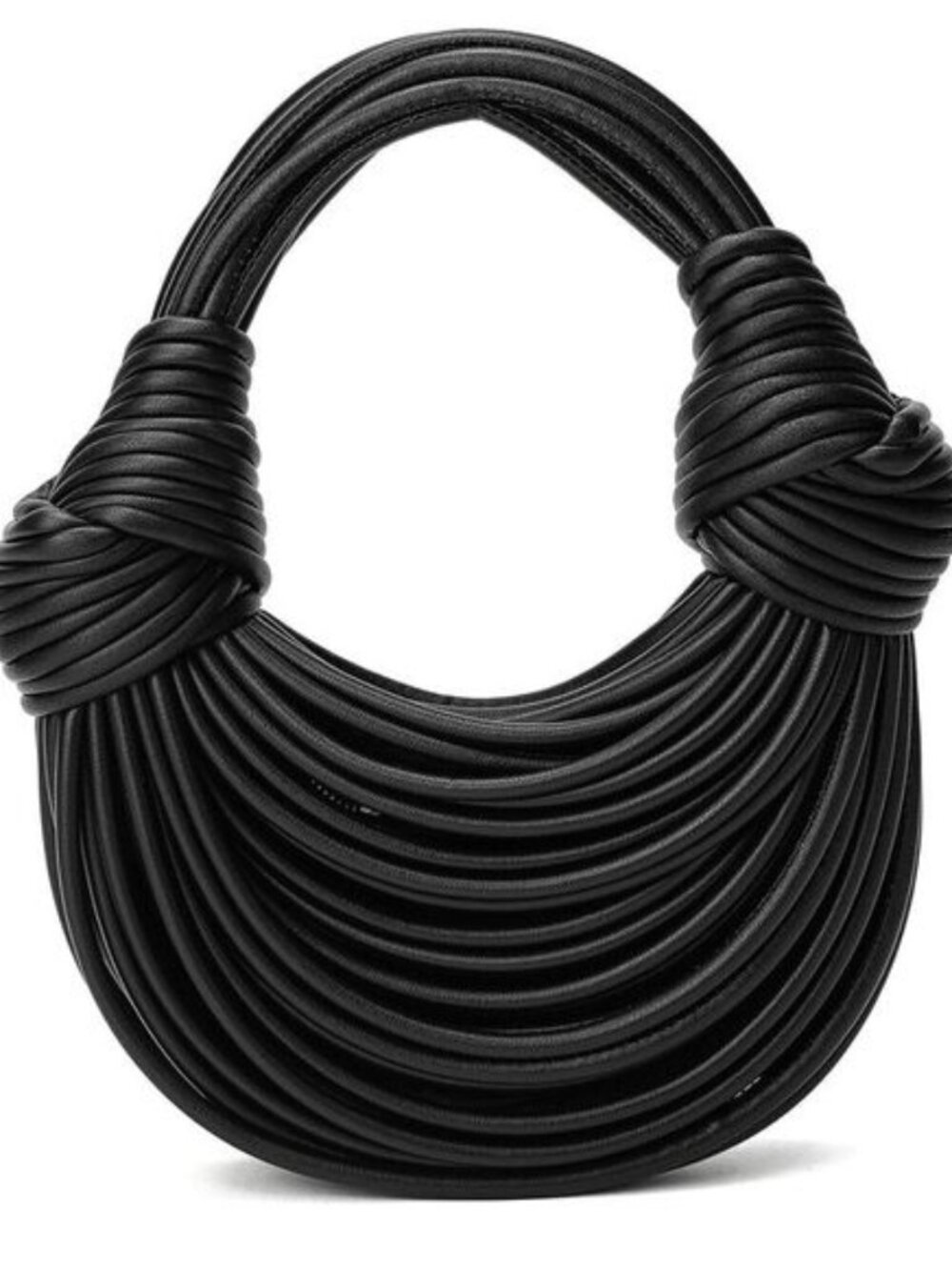 Tiffany & Fred Paris women black smooth leather string bag clutch boho, chic